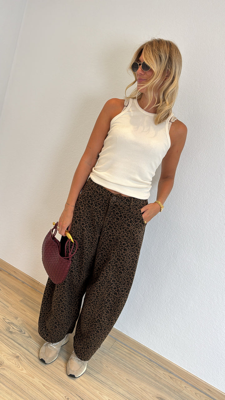 Hose mit Print - Braun