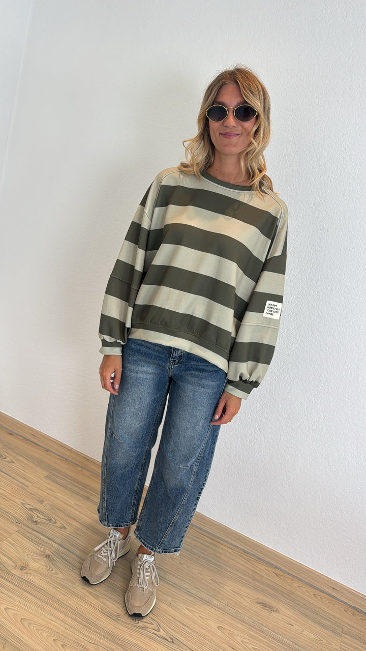 Gestreifter Pullover - Grün (Butterstoff)