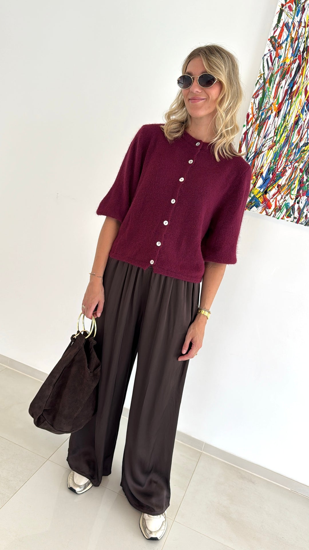 Angora-Cardigan - Burgunder