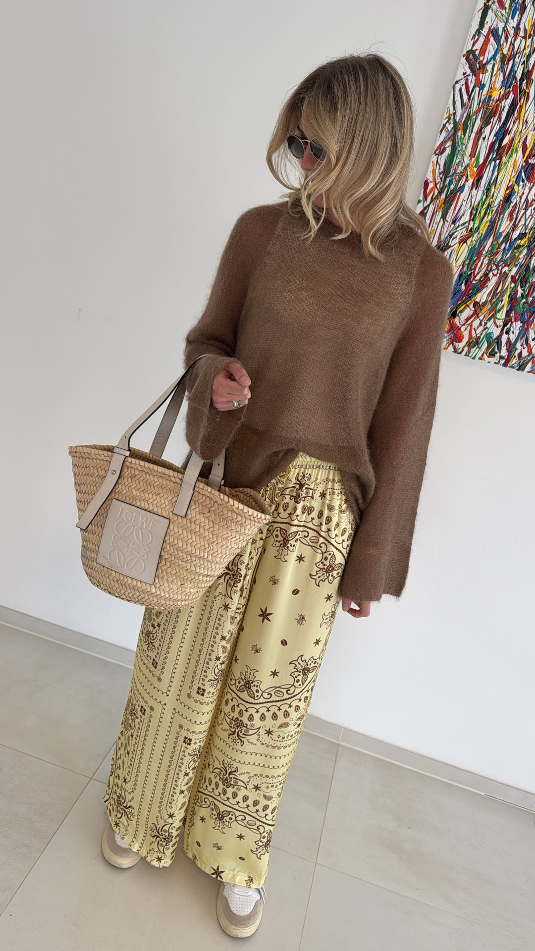 Hose mit Print - Gelb