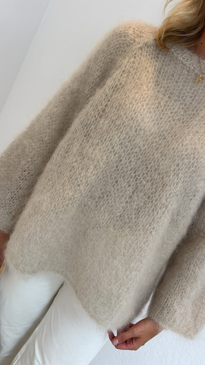 Grober Mohair-Pullover - Beige