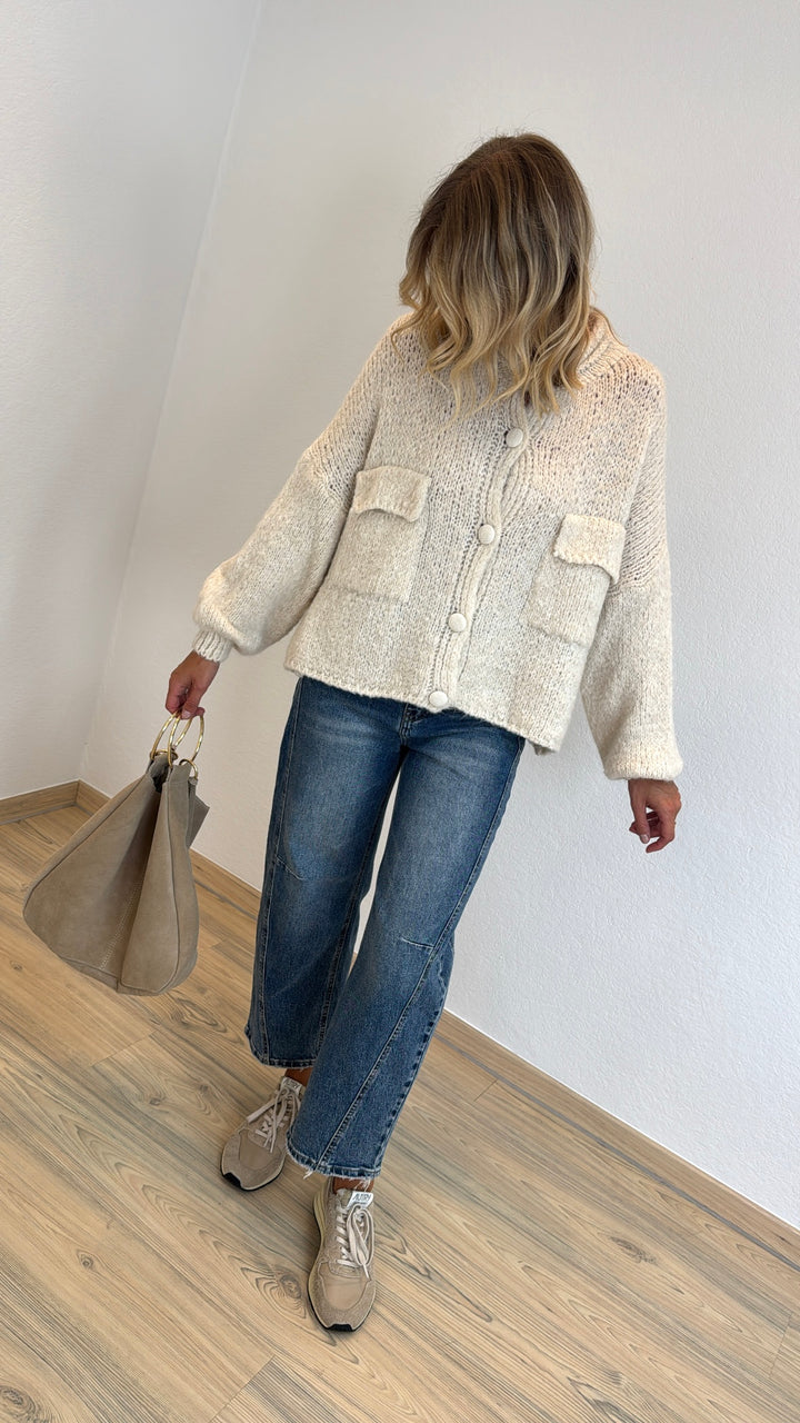 Weiter Cardigan - Creme