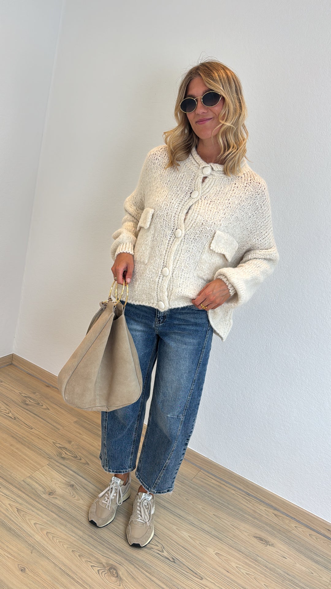 Weiter Cardigan - Creme