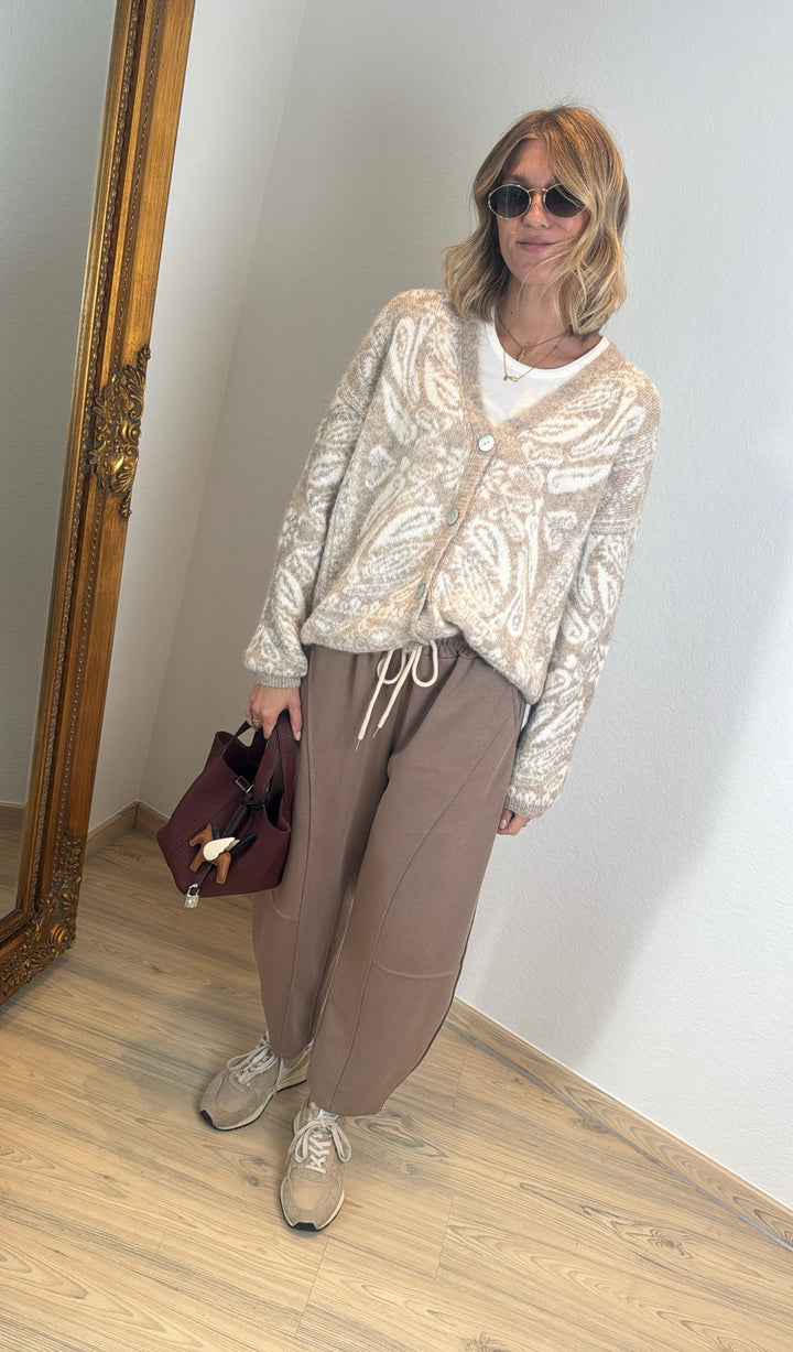 Cardigan mit Print - Beige