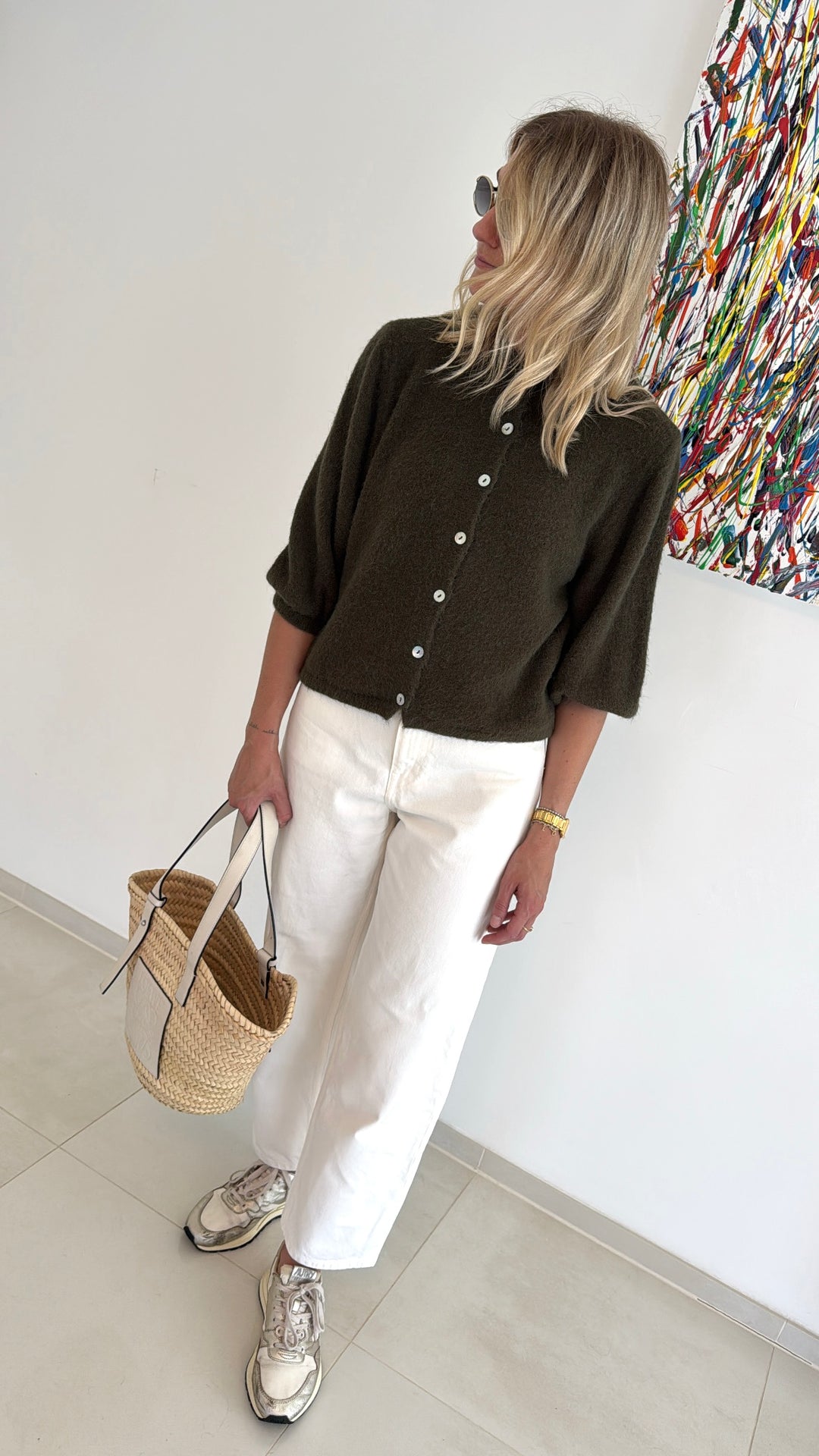 Angora-Cardigan -  Khaki