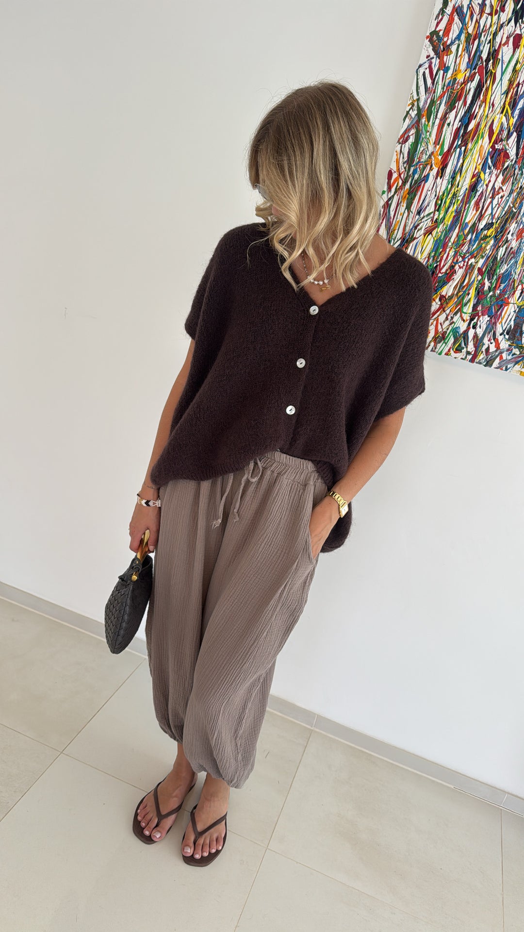 Musselin-Hose - Taupe