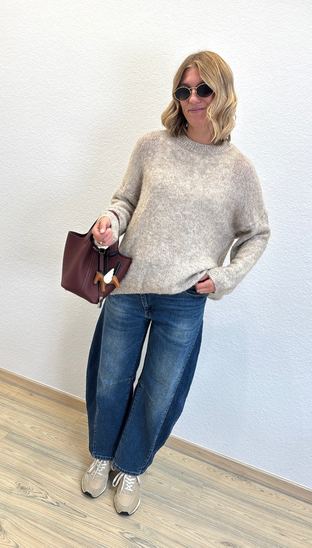 Pullover mit Glitzer - Beige
