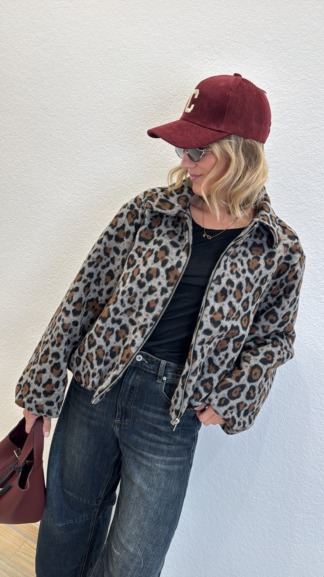 Jacke mit Print - Grau
