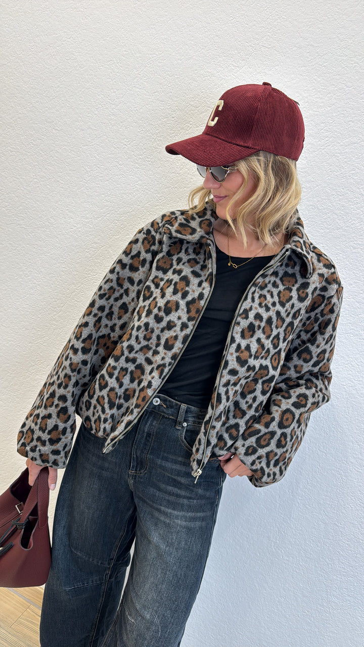 Jacke mit Print - Grau
