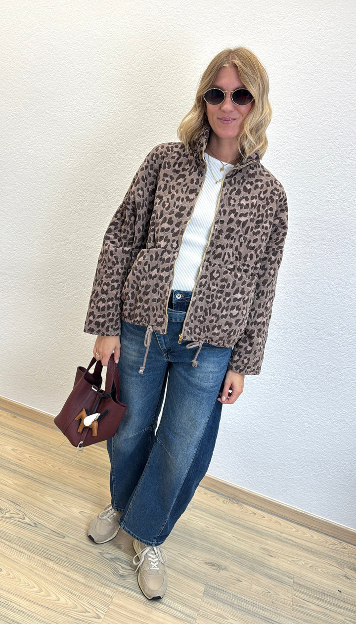 Jacke mit Print - braun