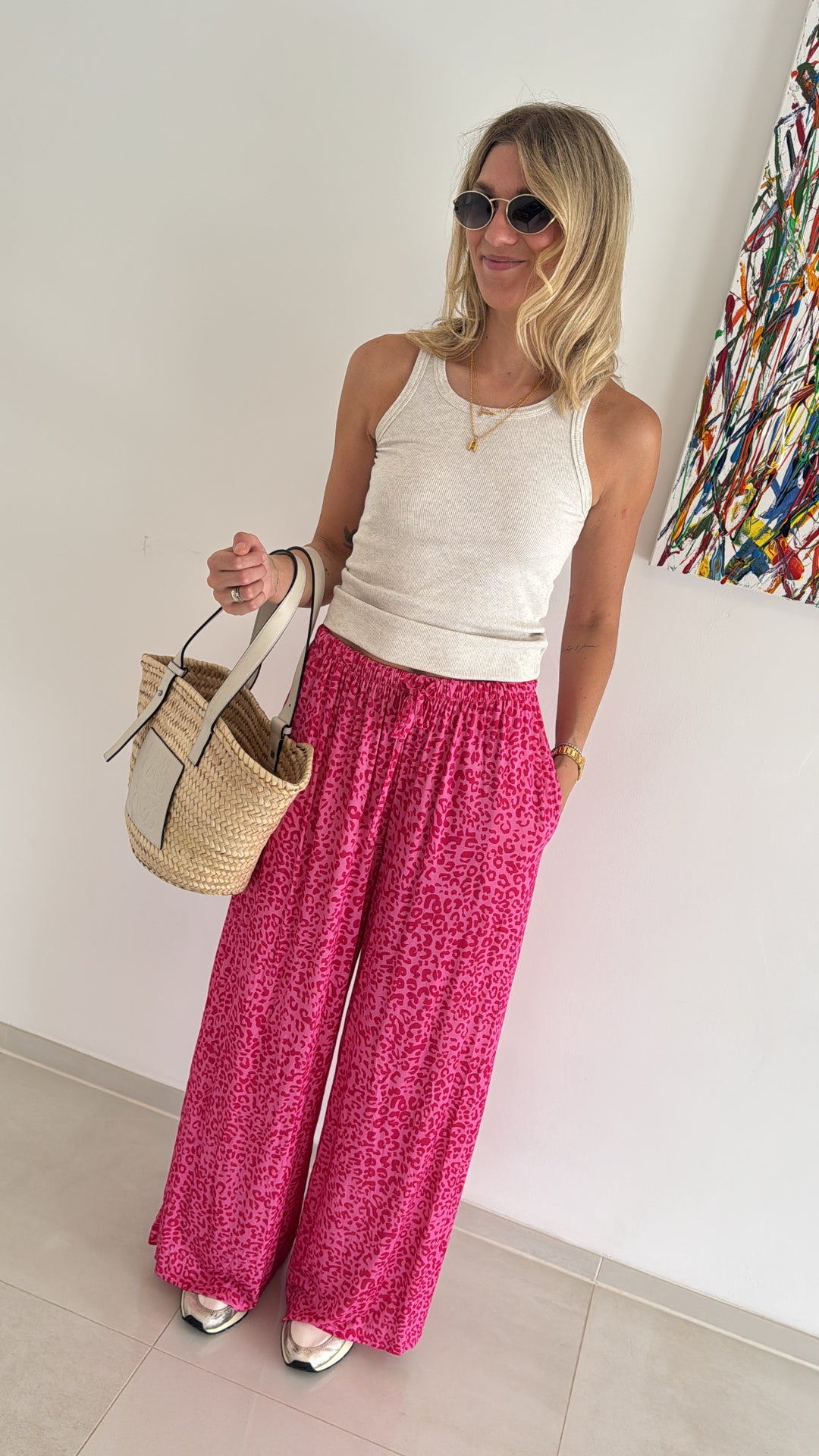 Hose mit Print - Pink/Rosa