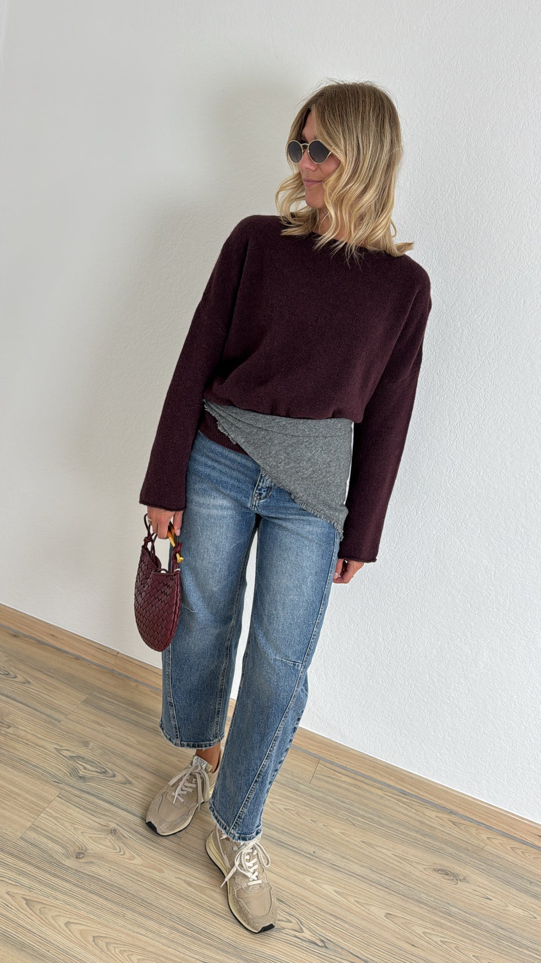 Baby-Alpaka Pullover - Burgunder