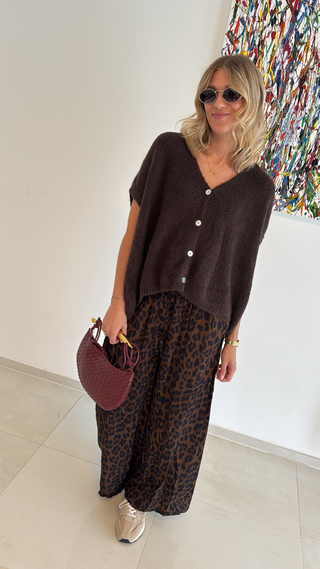 Hose mit Print - Braun