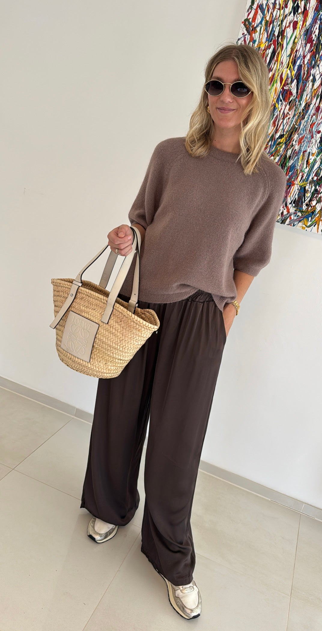 Strickshirt mit Baby-Alpaka - Taupe