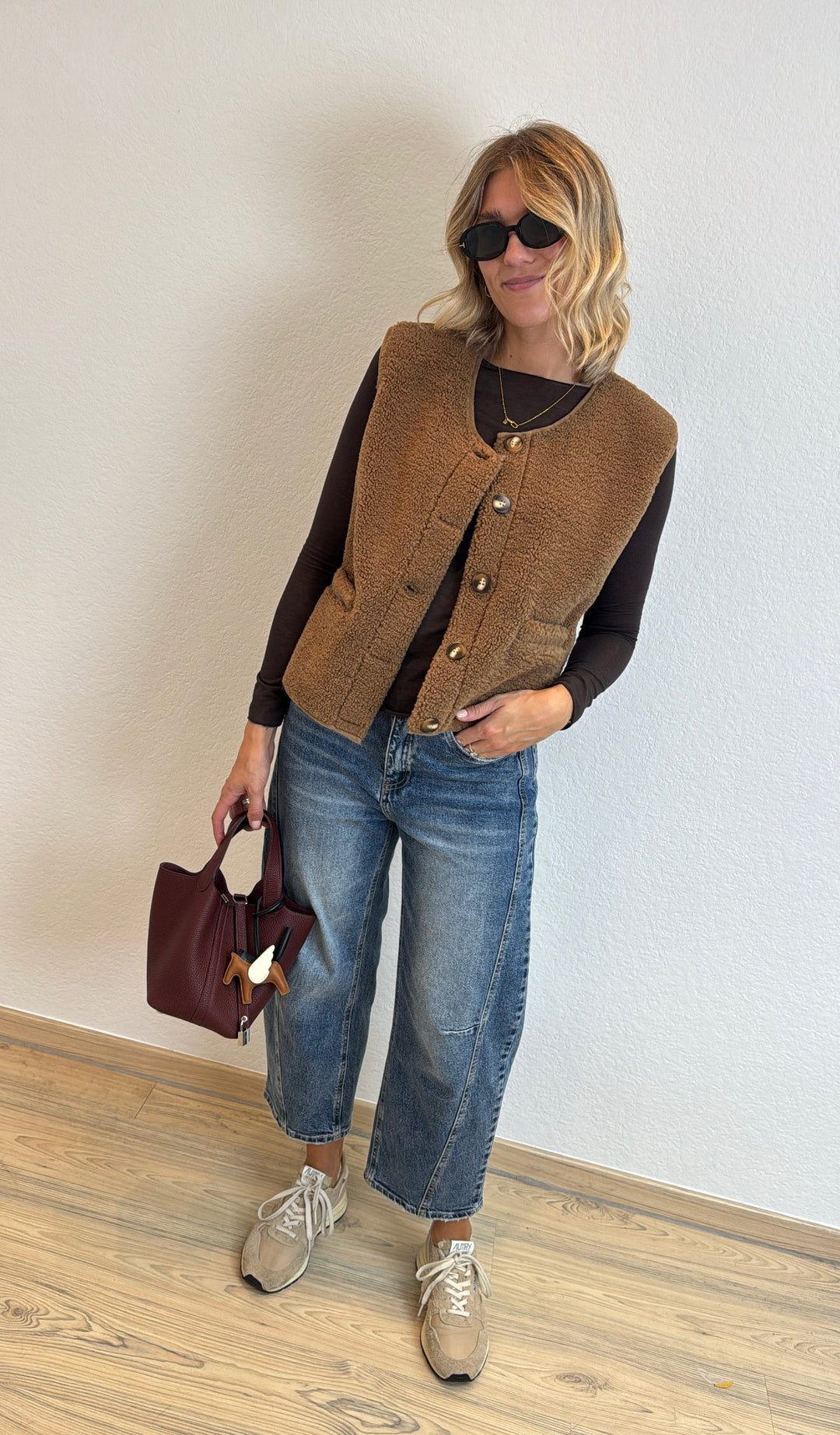 Schlichte Teddyweste - Beige