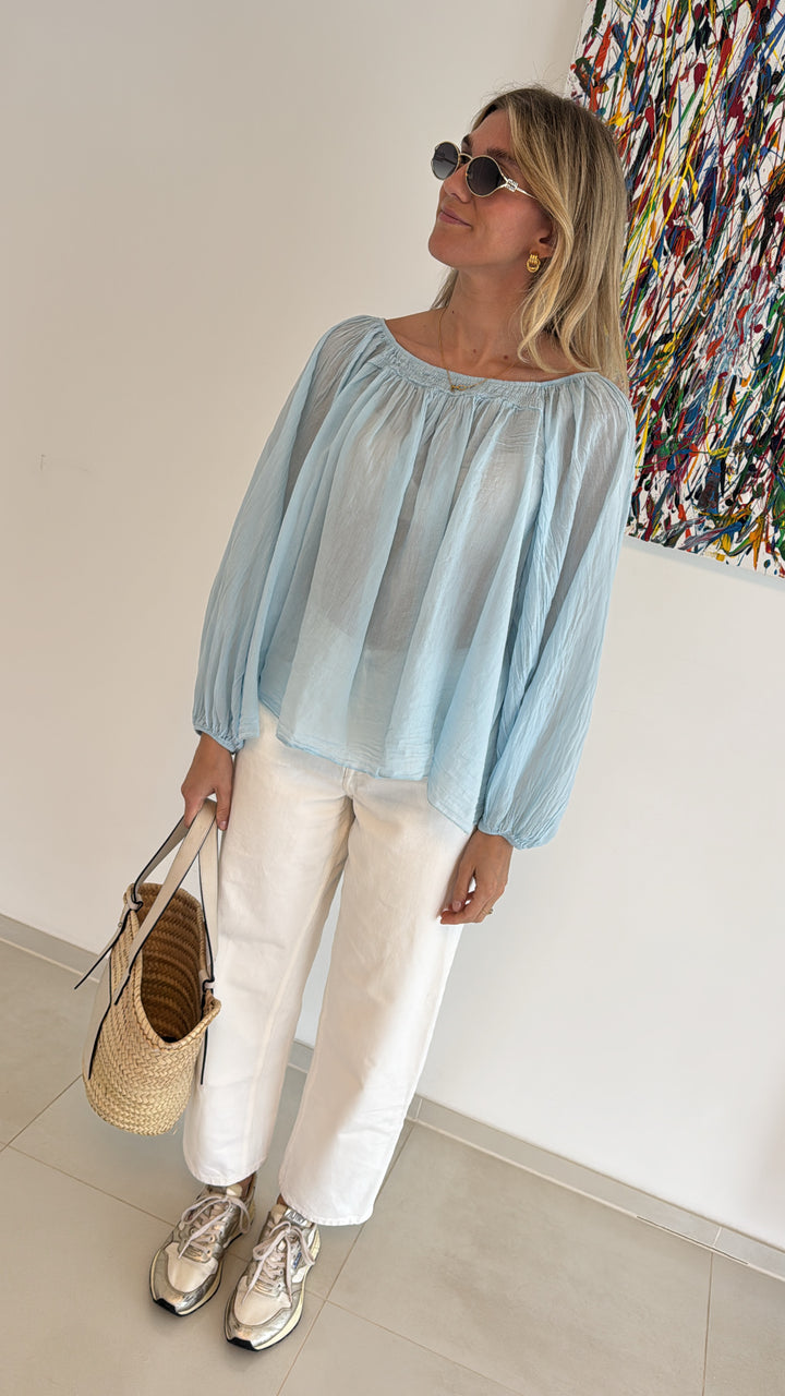 Weite Bluse - Hellblau