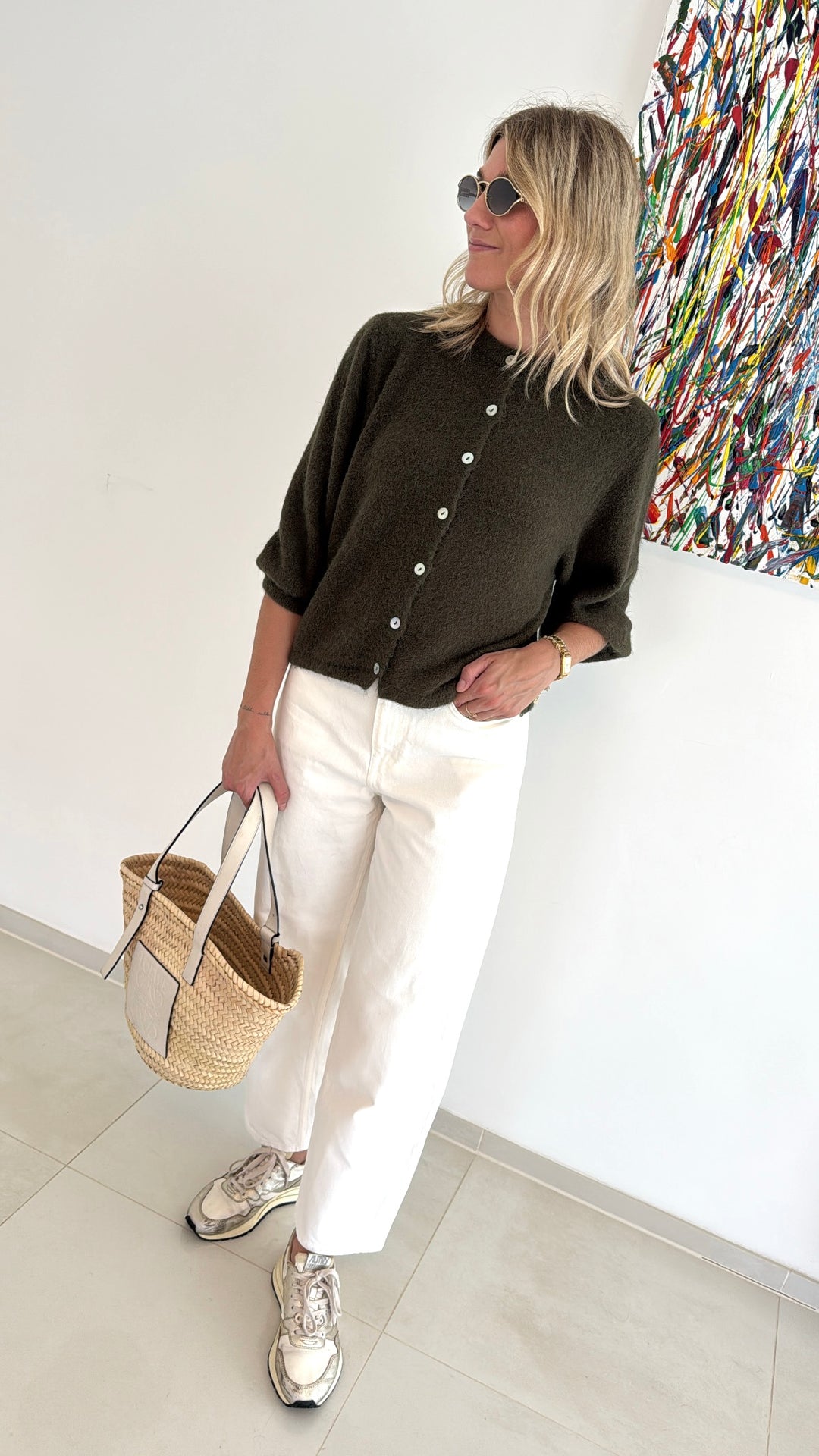 Angora-Cardigan -  Khaki