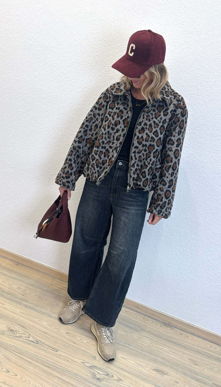 Jacke mit Print - Grau