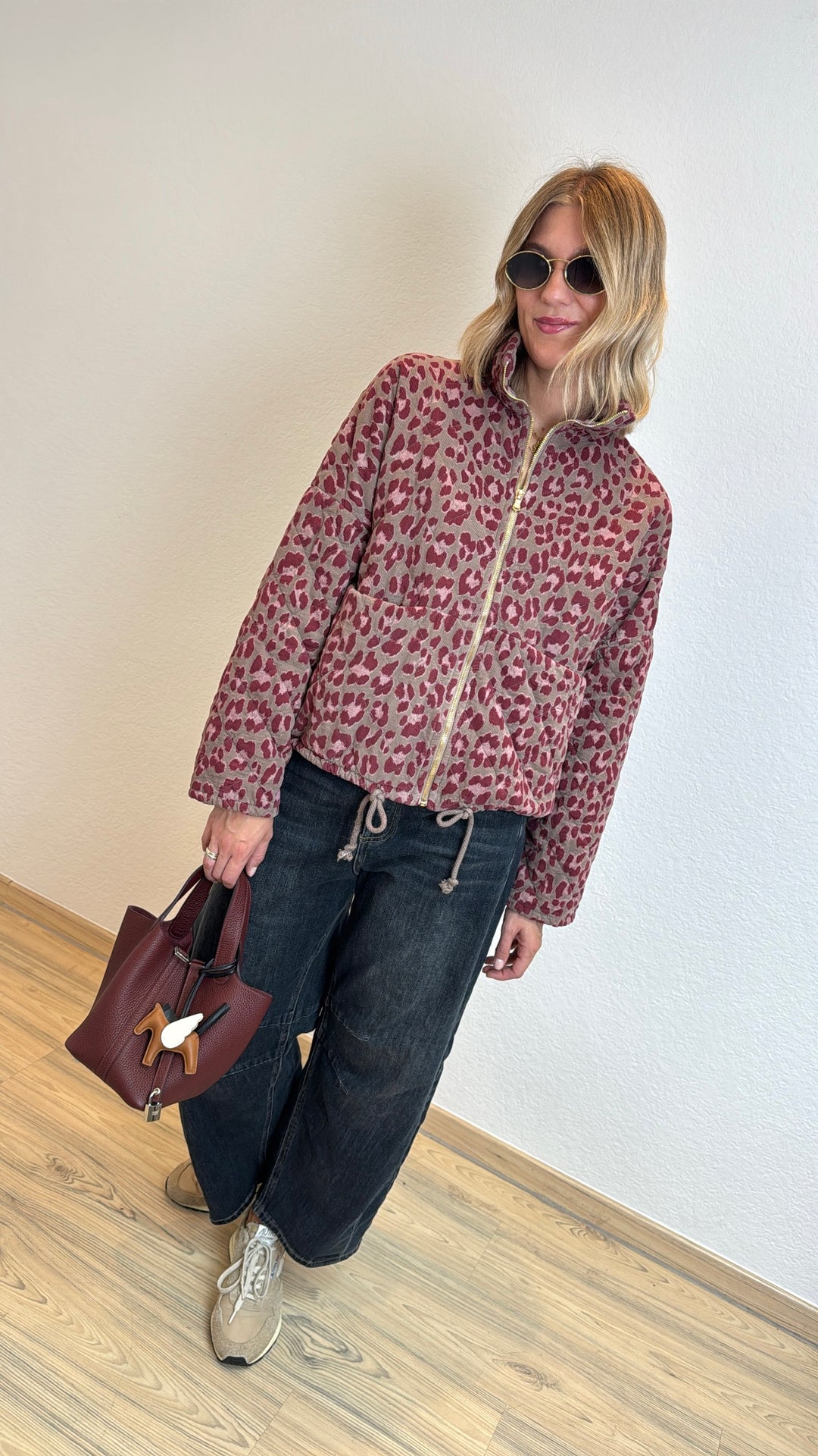 Jacke mit Print - Burgunder