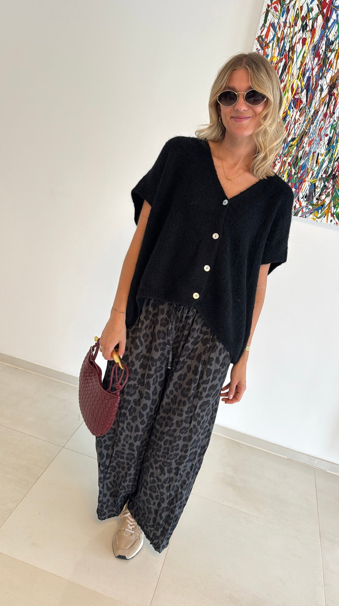 Hose mit Print - Schwarz