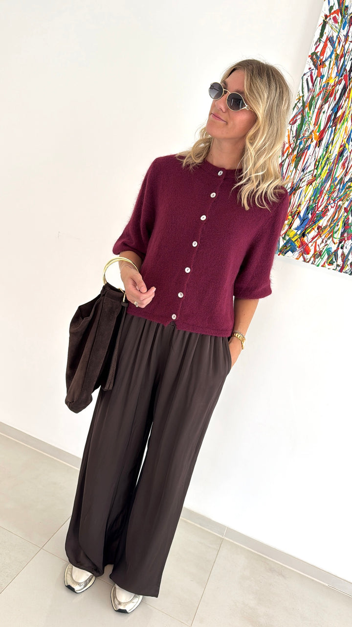 Angora-Cardigan - Burgunder