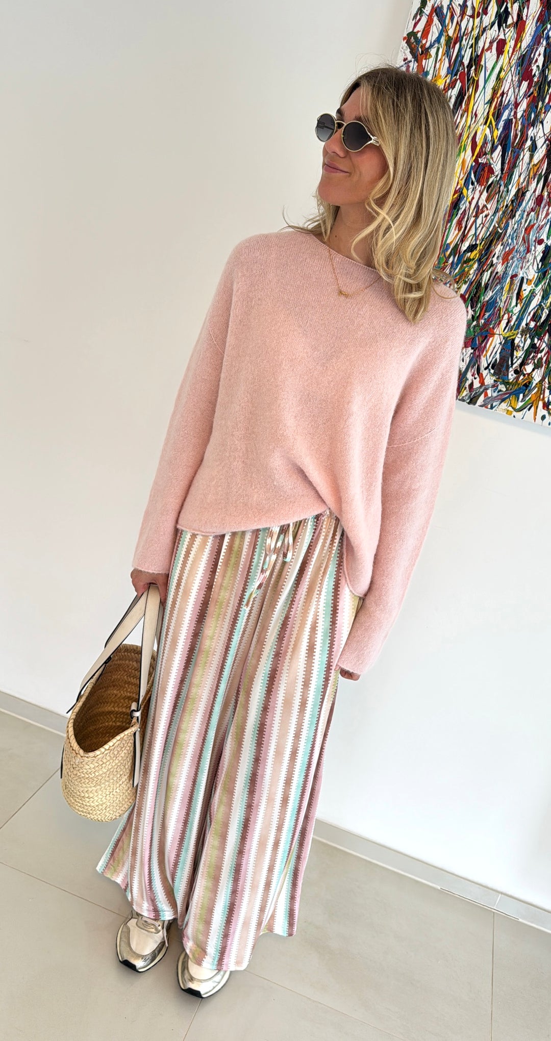 Gestreifte Hose - Rosa