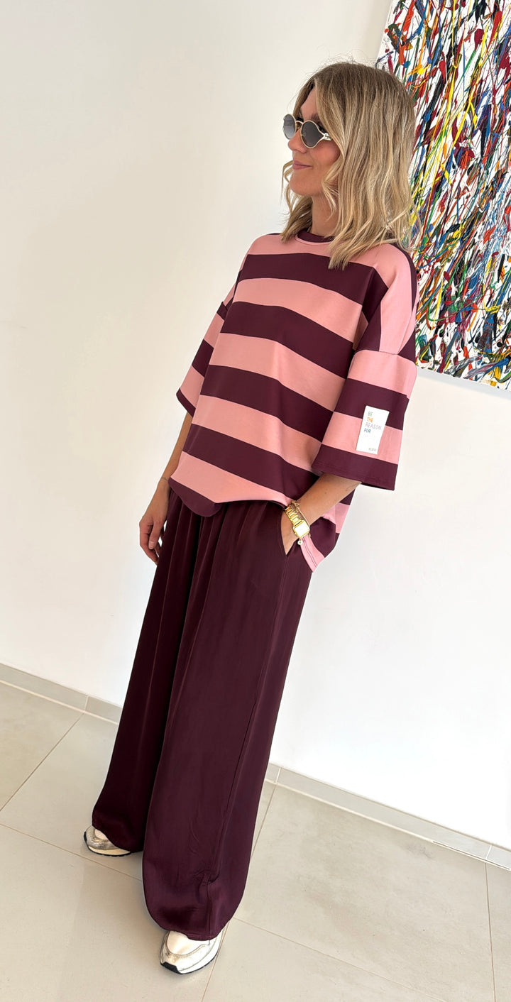 Gestreiftes Shirt - Burgunder