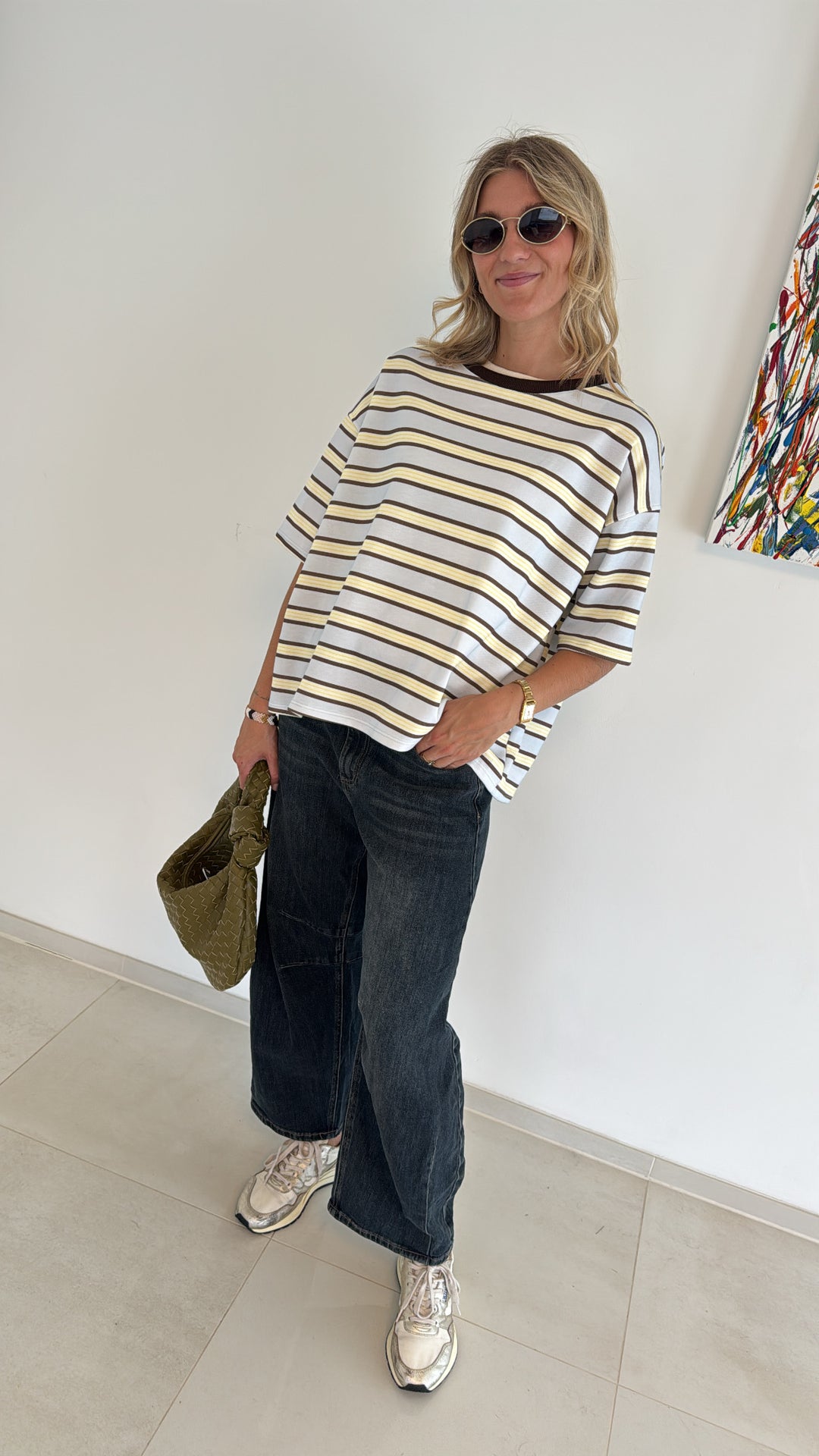 Gestreiftes Shirt - Hellblau
