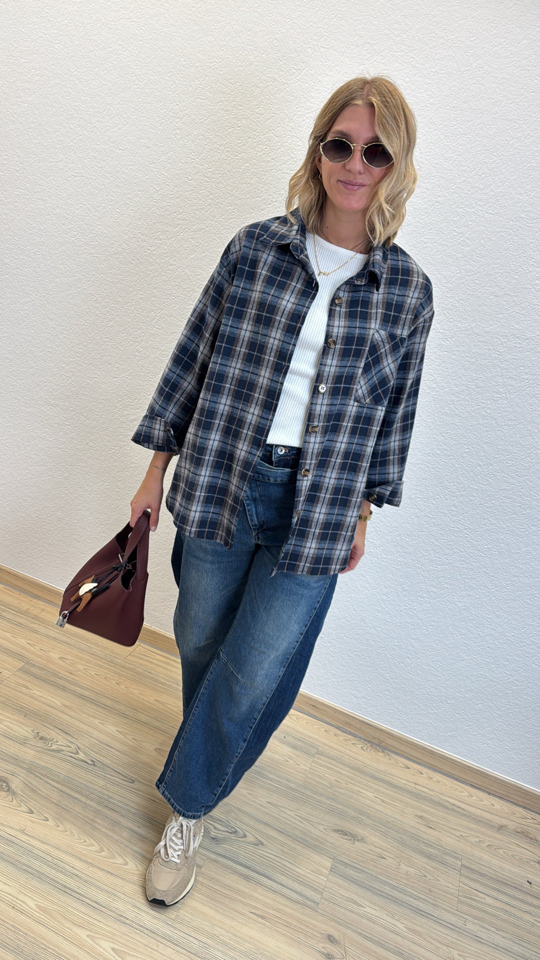 Kariertes Hemd - Dunkelblau