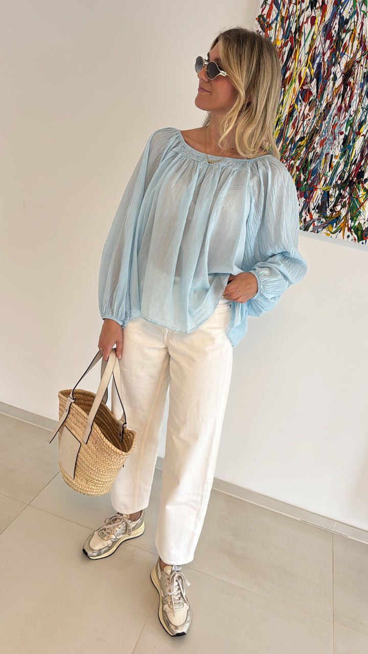 Weite Bluse - Hellblau