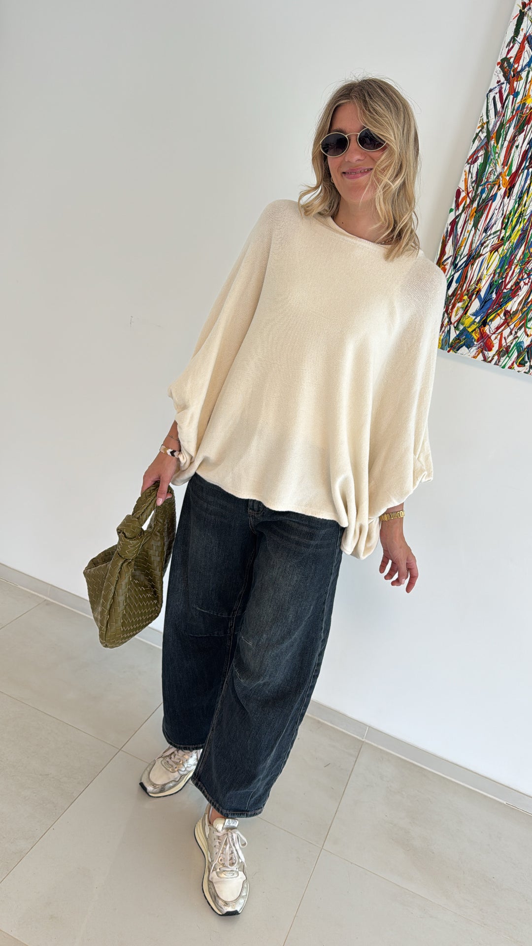 Weiter Pullover - Creme