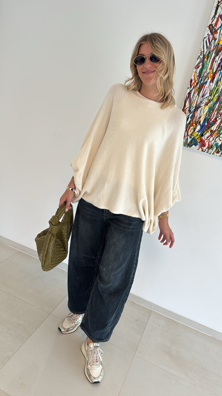 Weiter Pullover - Creme