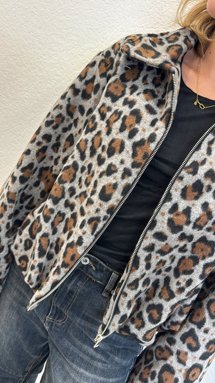 Jacke mit Print - Grau