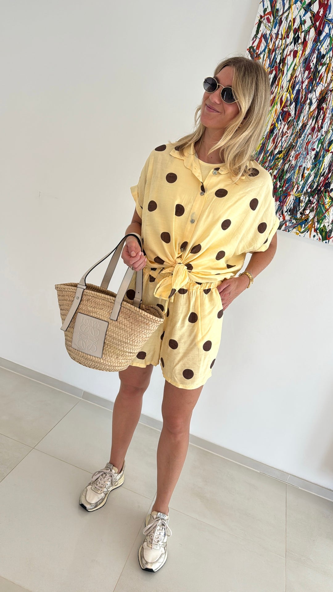 Bluse mit Punkten - Gelb
