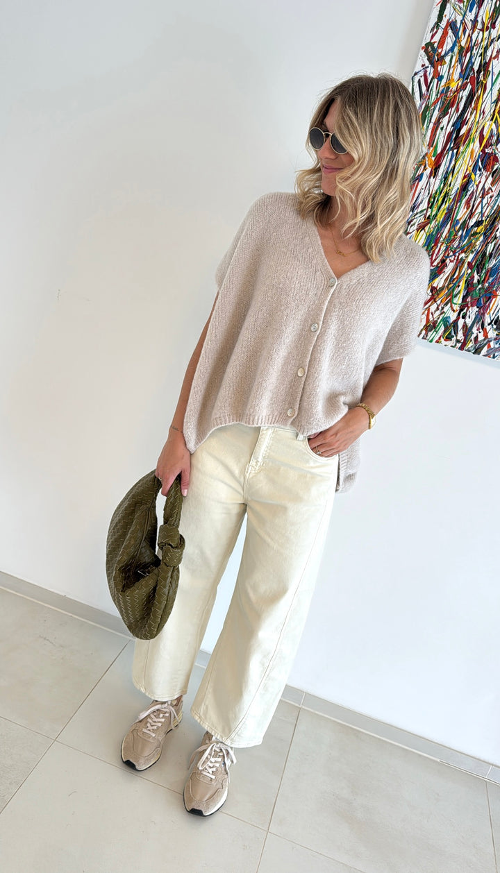 Mohair-Weste - Creme