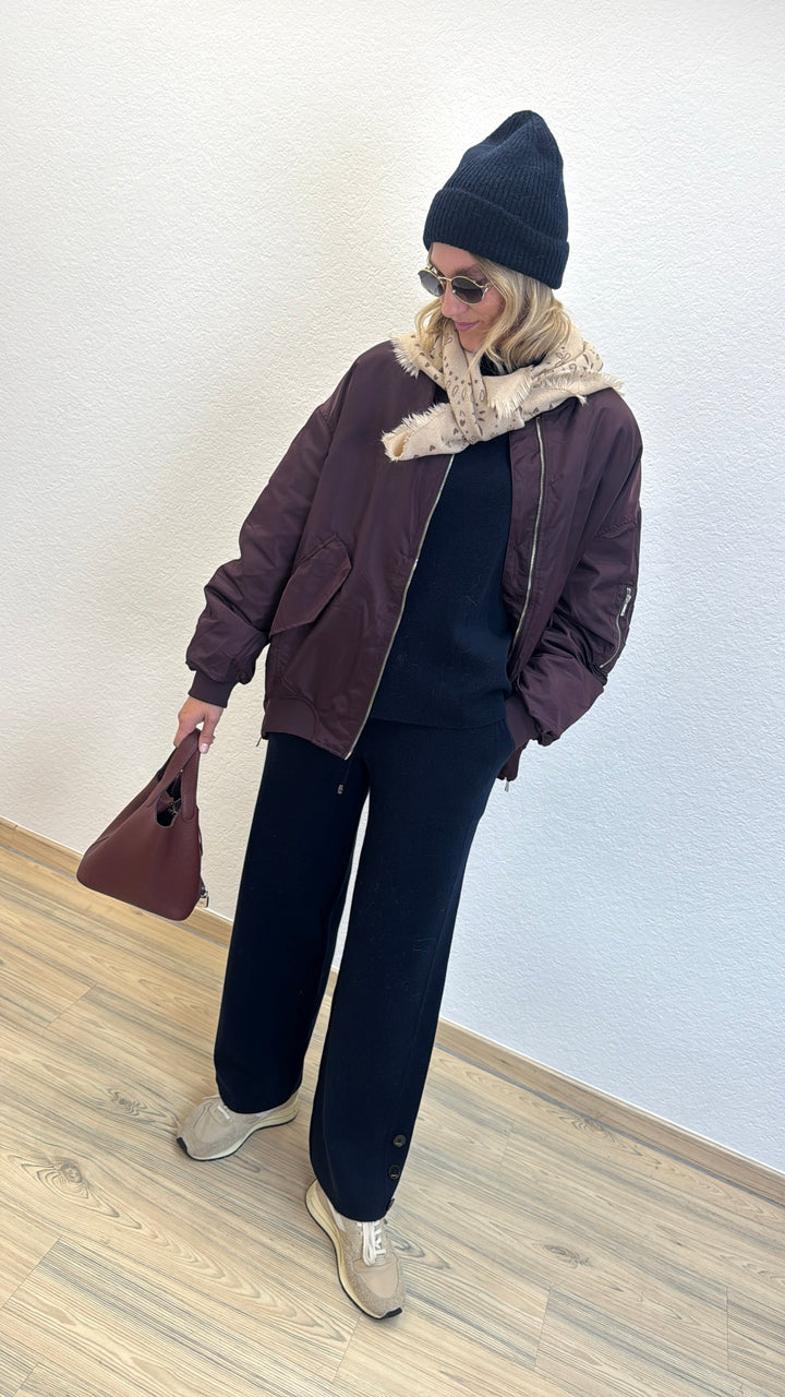 Bomberjacke mit Print - Burgunder