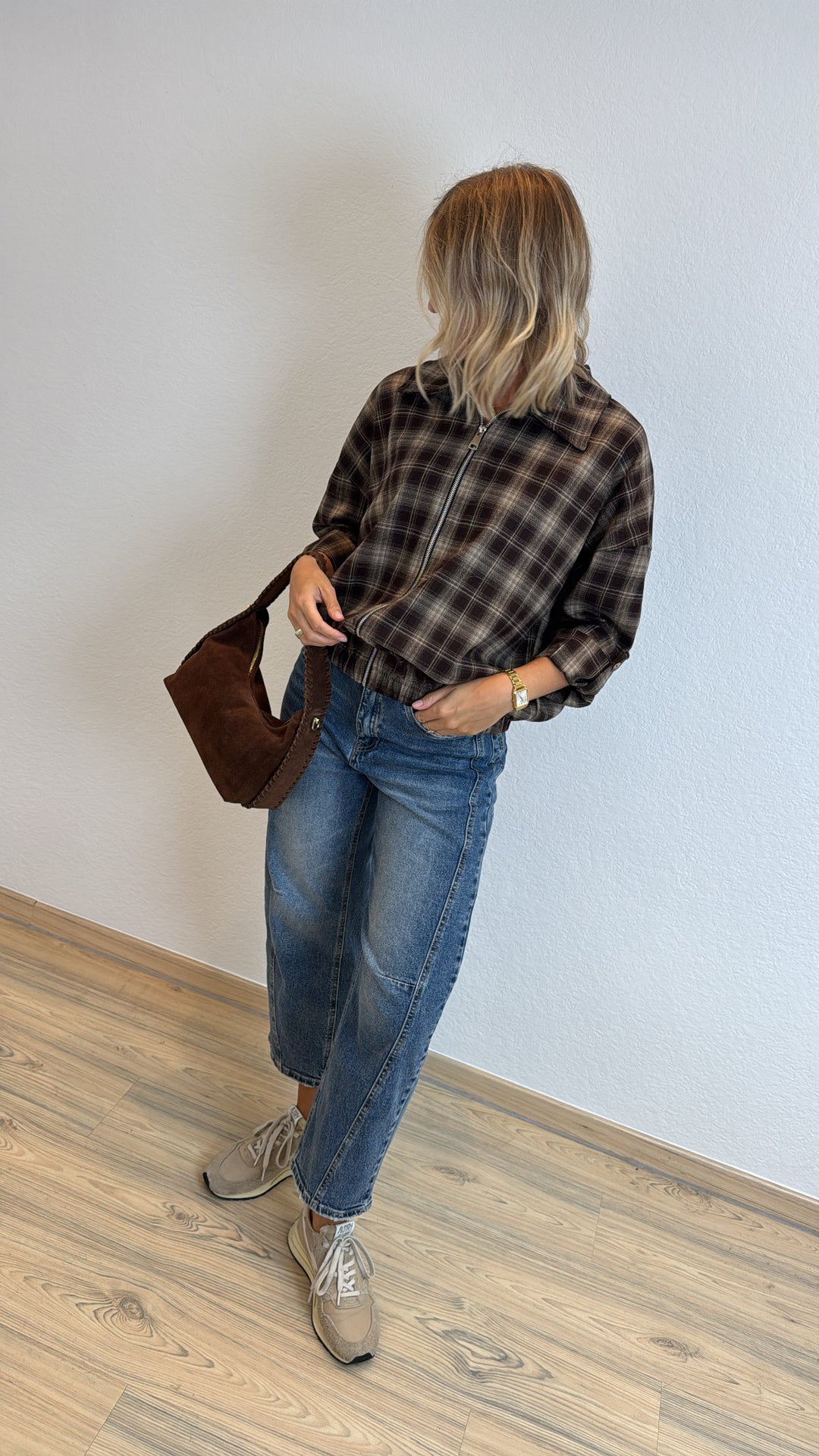 Karierte Jacke - Braun