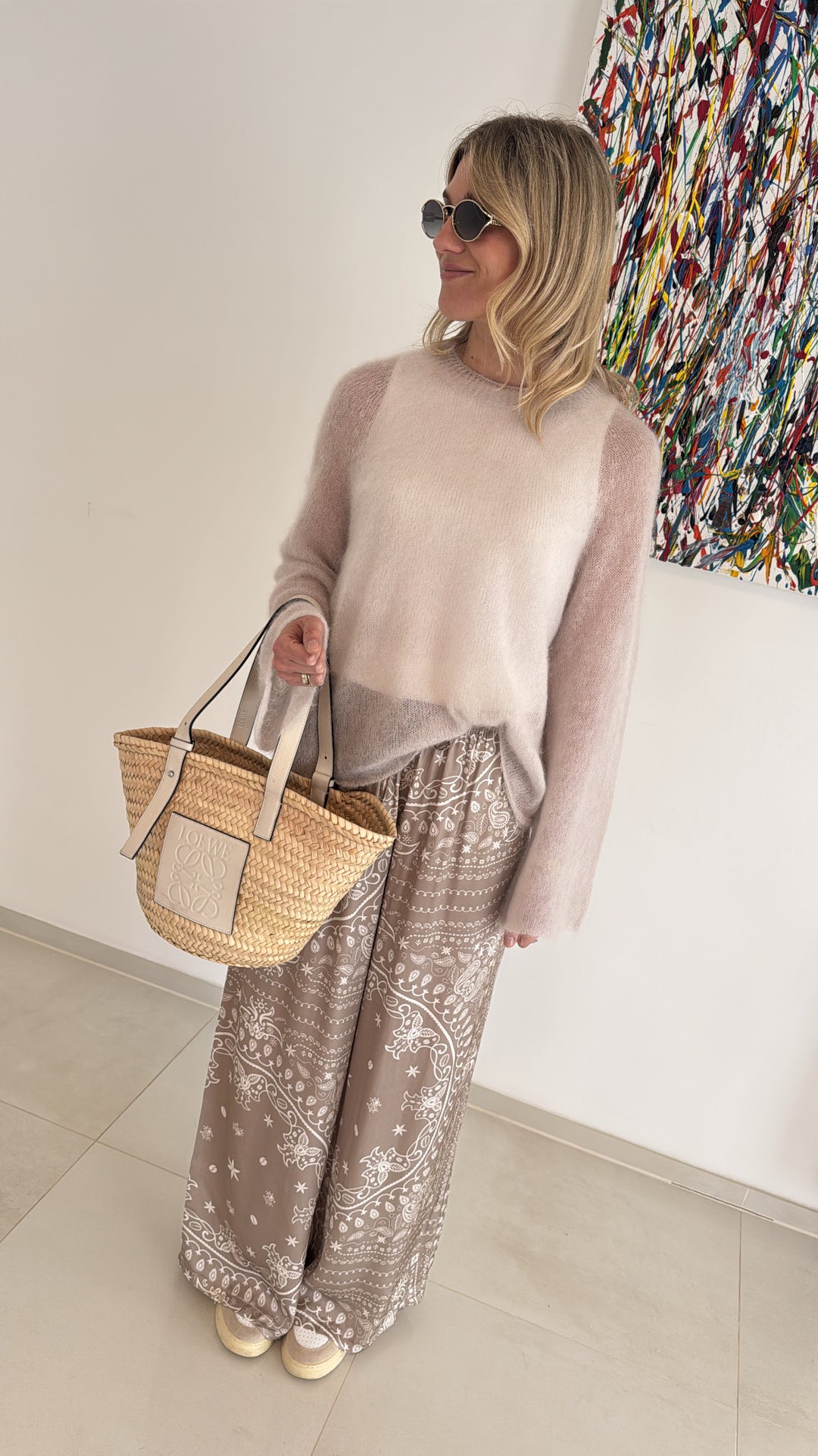 Dünner Mohairpullover - Beige