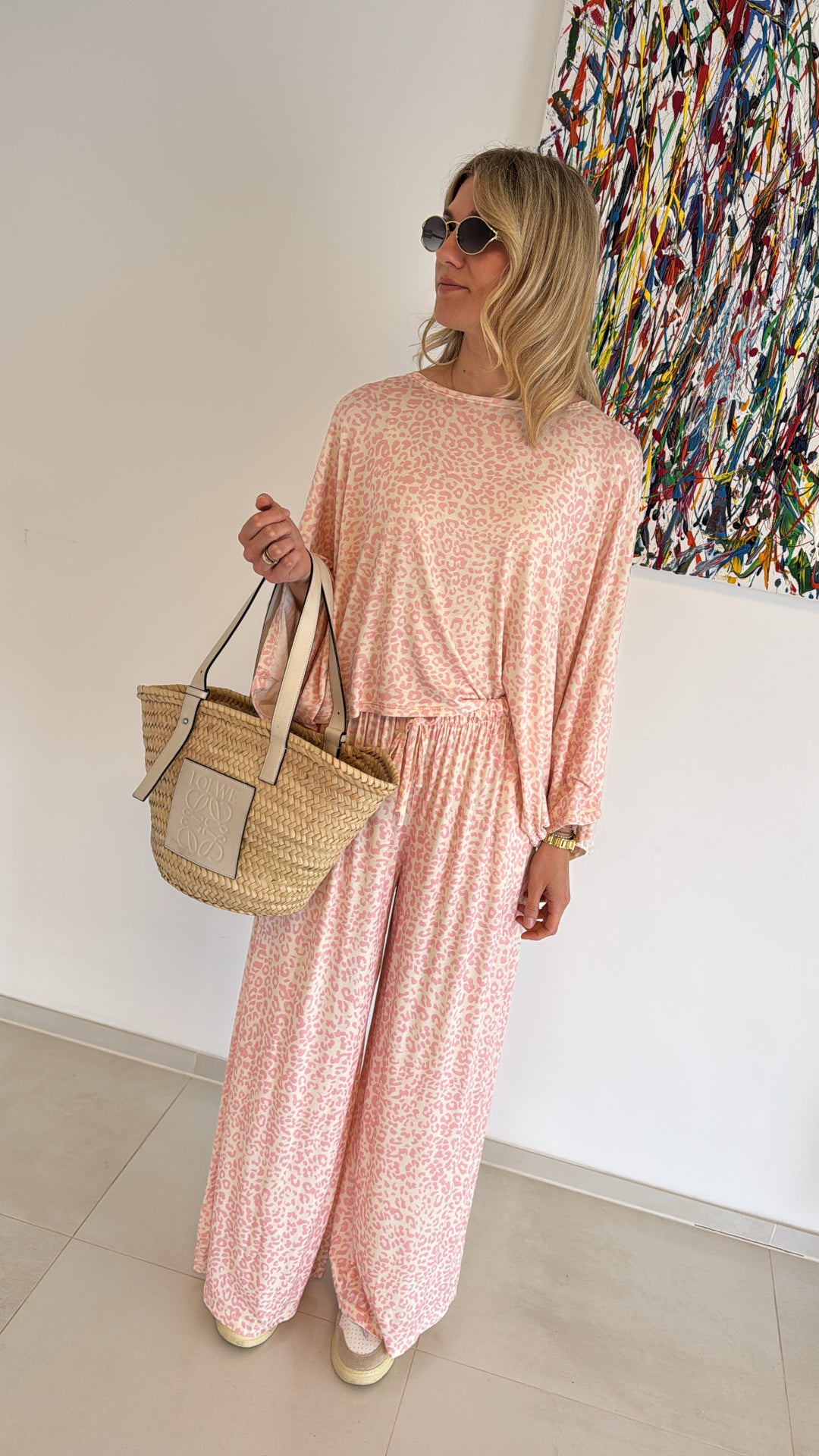 Hose mit Print - Rosa