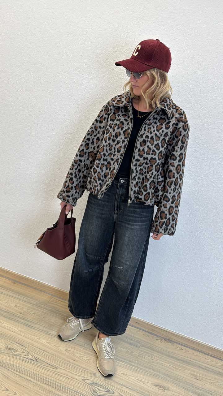 Jacke mit Print - Grau