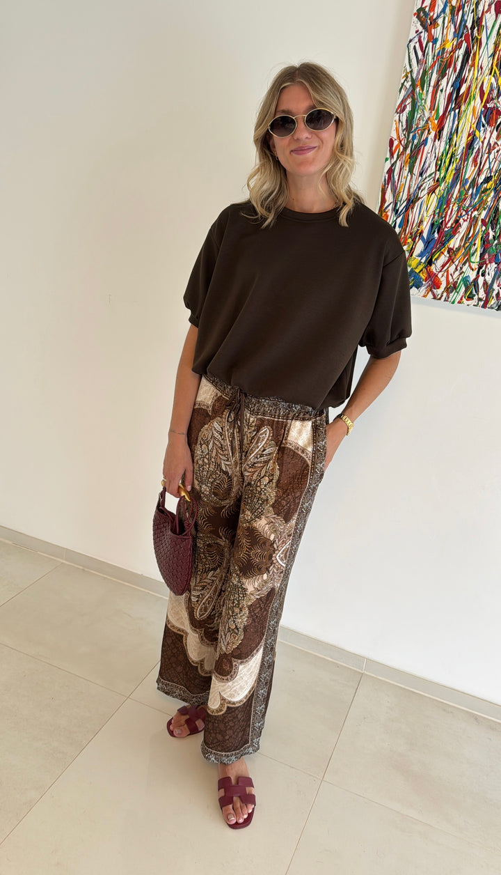 Hose mit Print - Braun