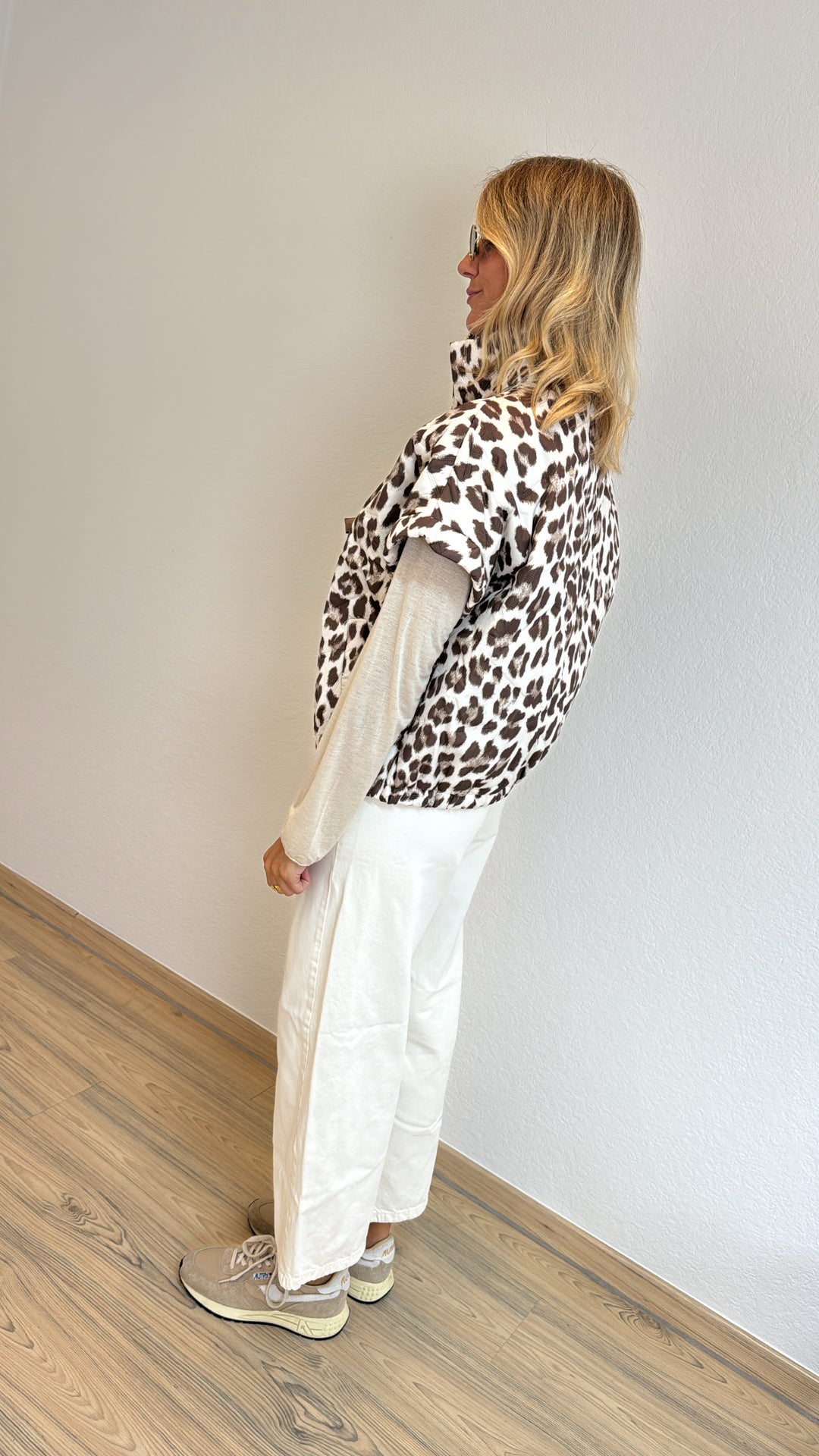 Weste mit Print - Beige