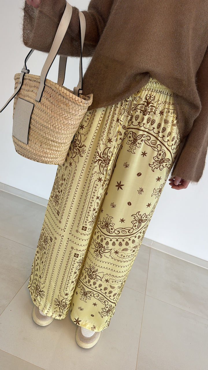 Hose mit Print - Gelb