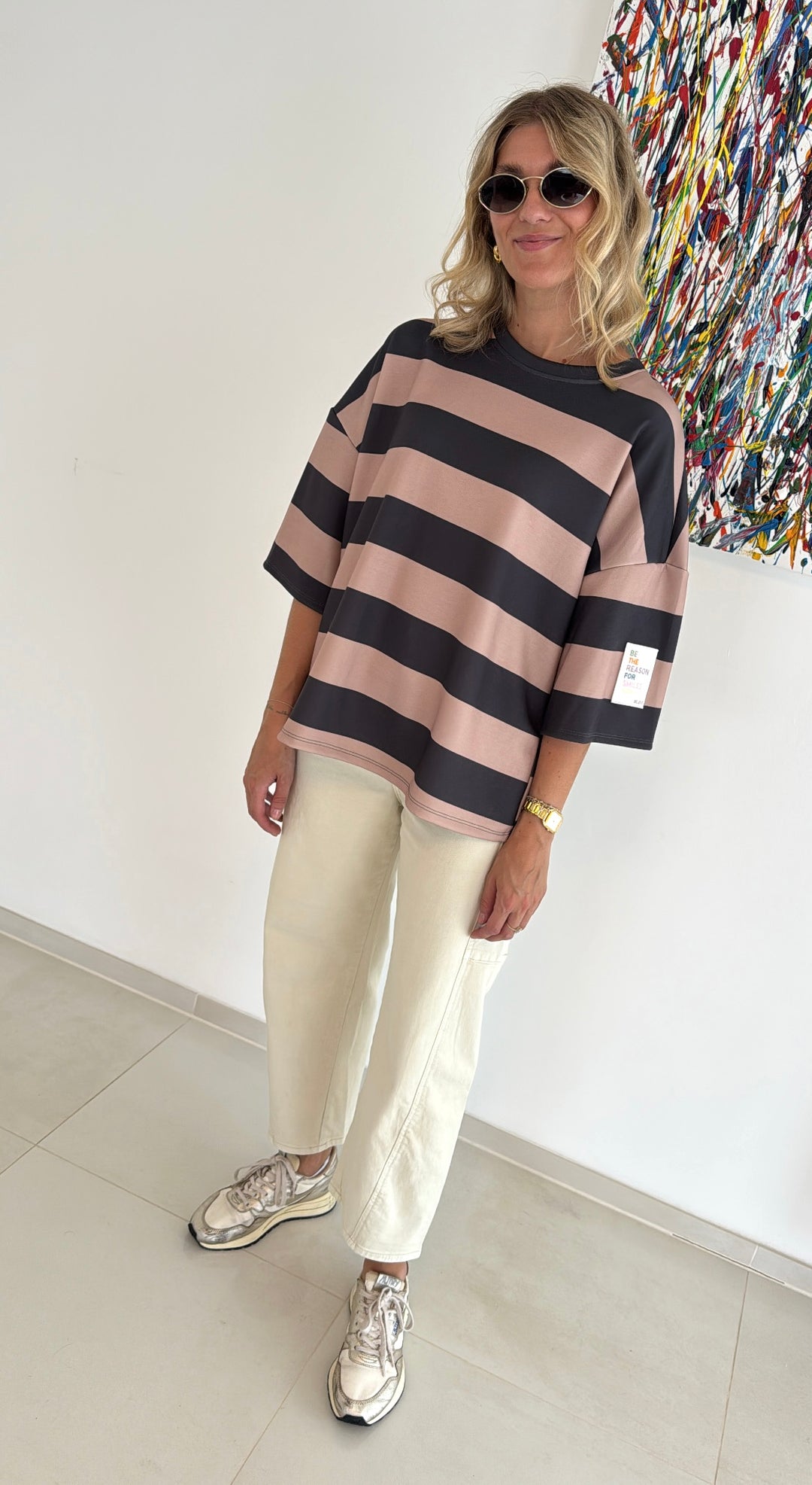Gestreiftes Shirt - Beige