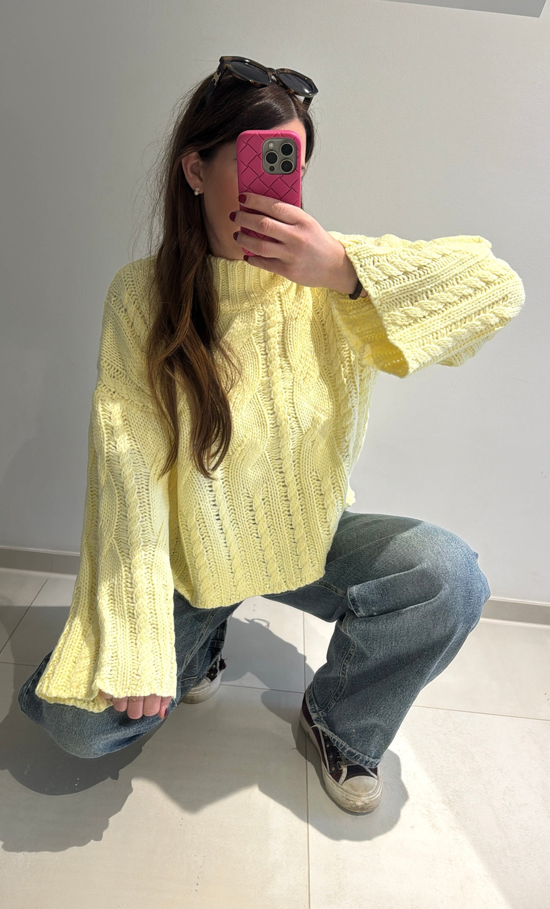 Grobstrickpullover - Gelb