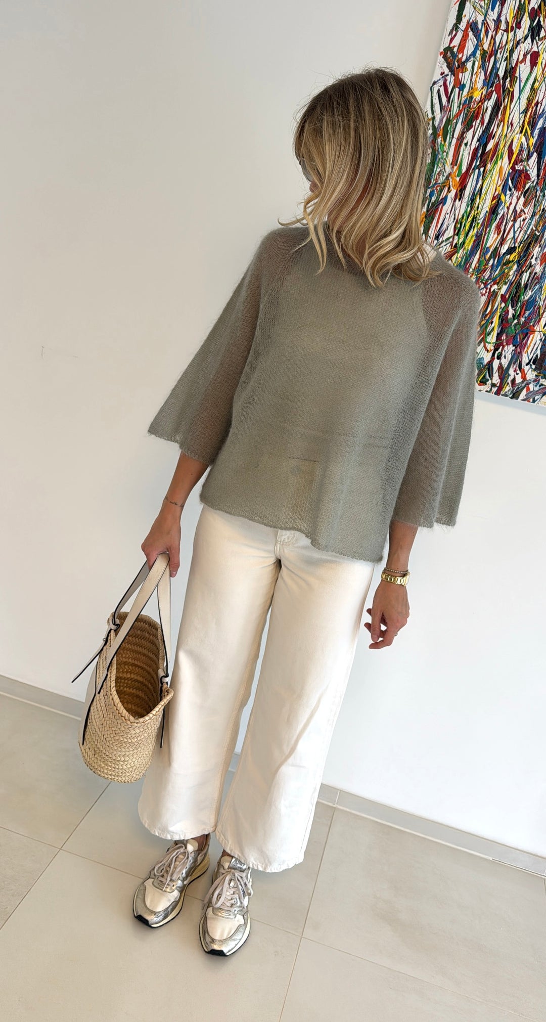 Dünnes Mohair-Shirt - Khaki