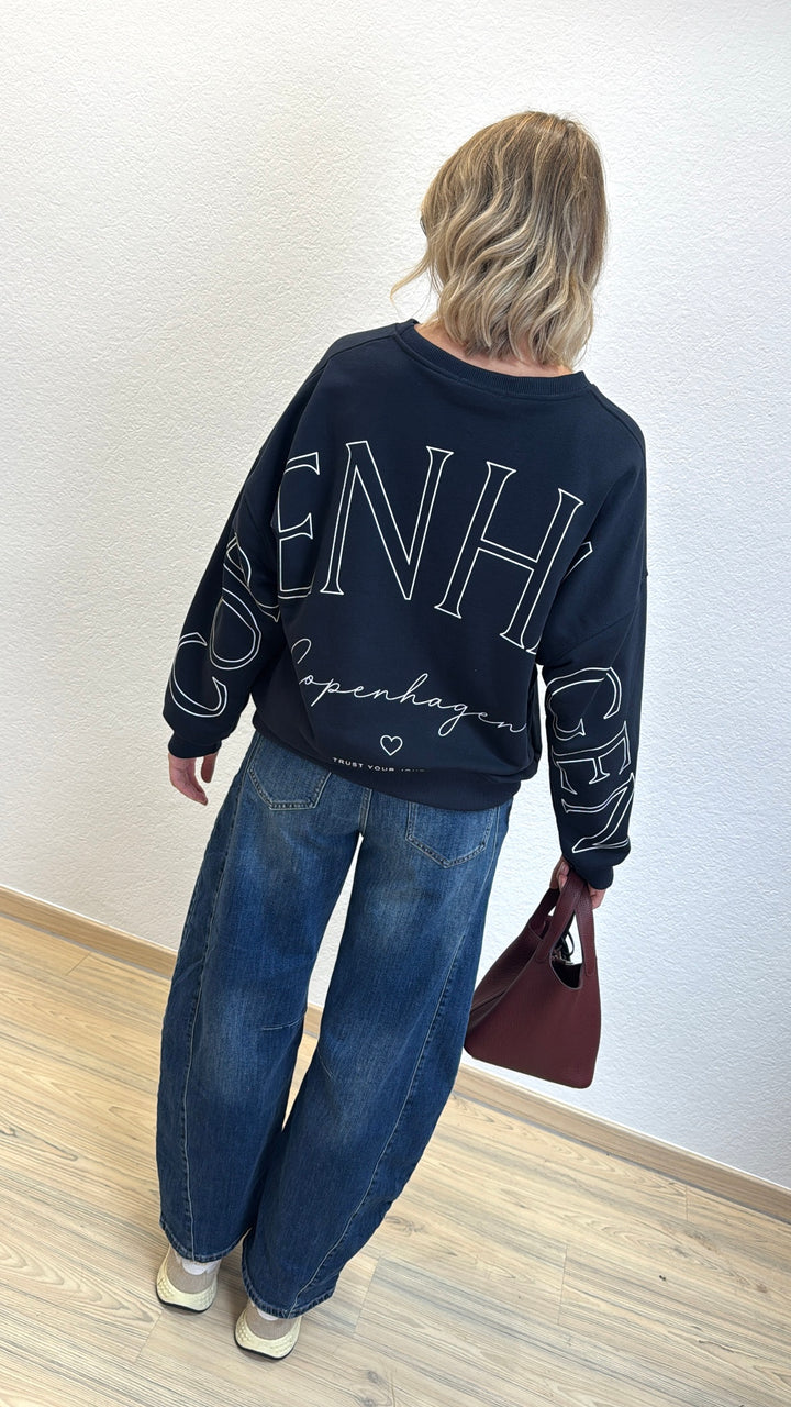 Sweater mit Aufschrift - Dunkelblau