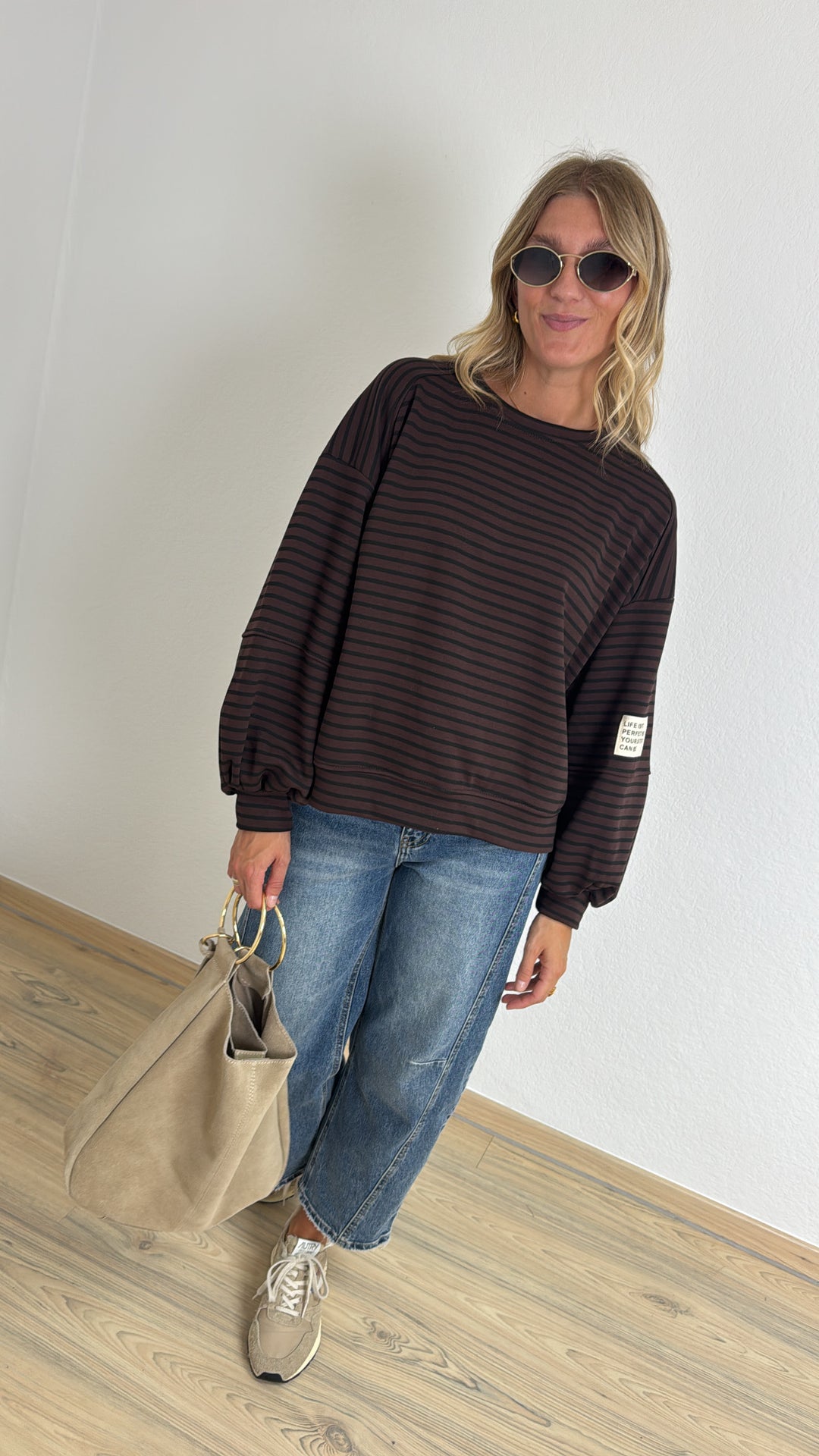 Gestreifter Pullover - Braun