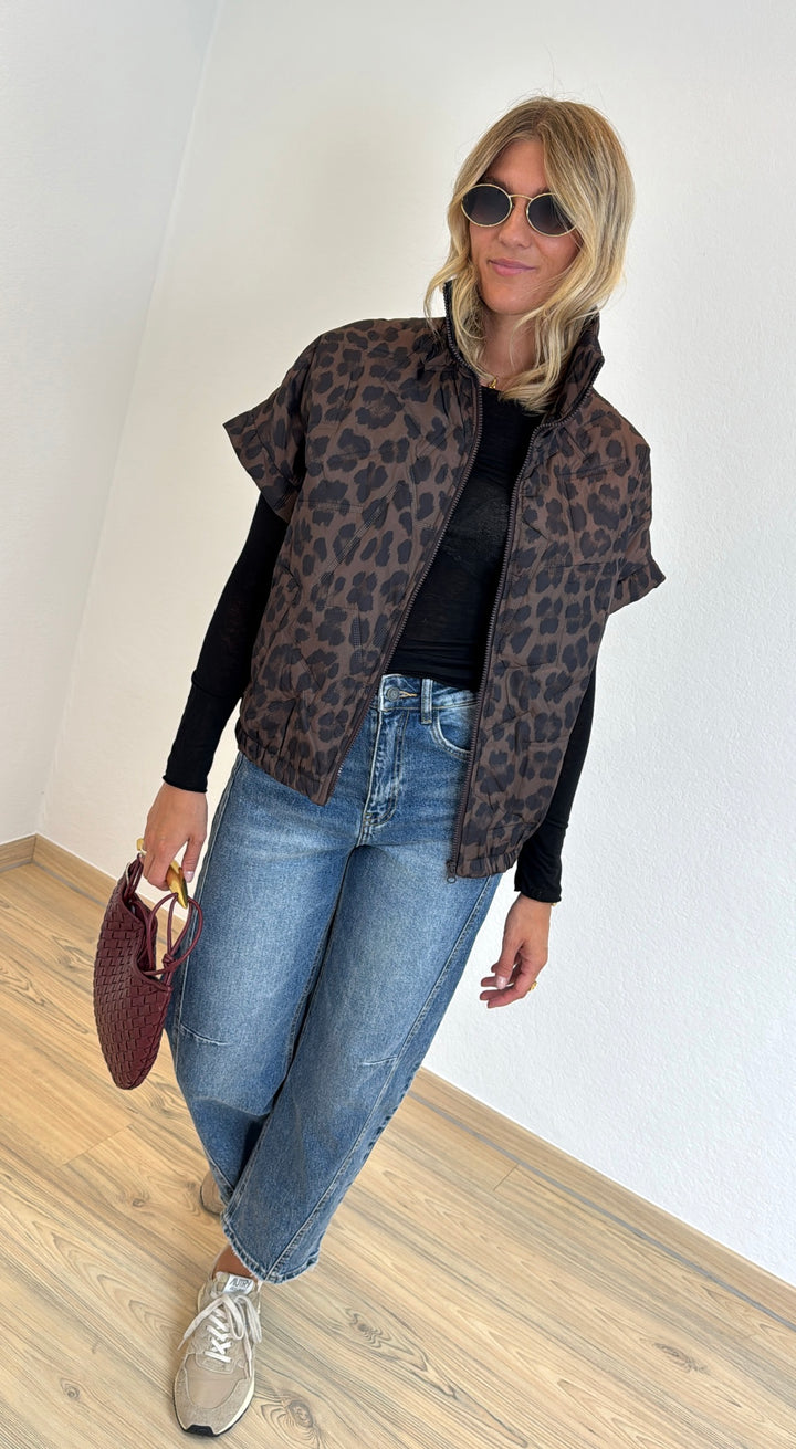 Weste mit Print - Braun