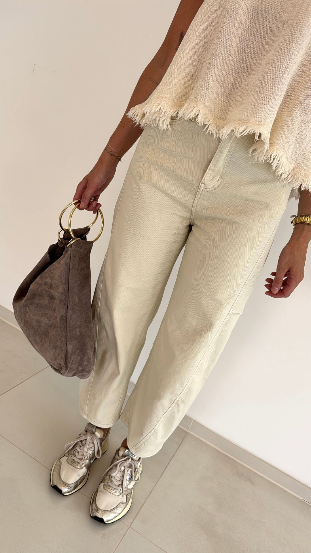 Barrel-Jeans - Crem